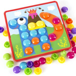 Child Cartoon Button Assembly Mushroom Nail Puzzle Toy